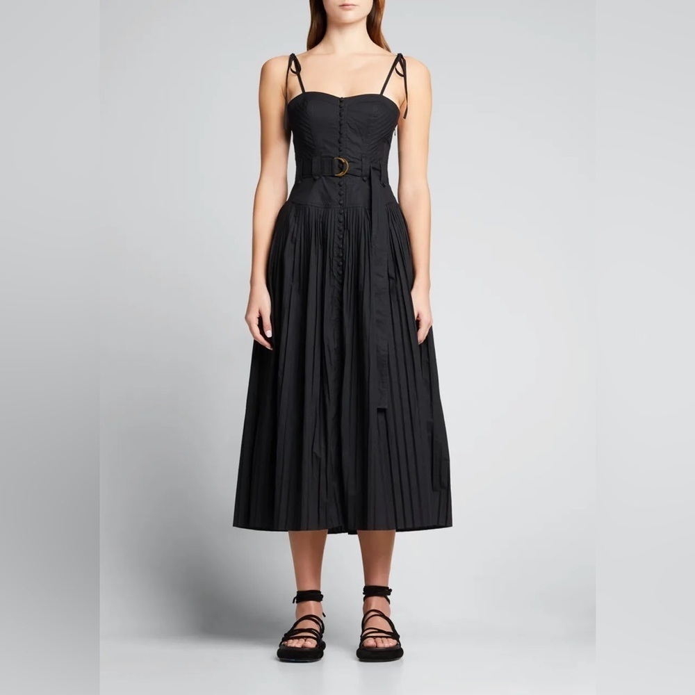 ULLA JOHNSON BLACK MIDI DRESS B1047